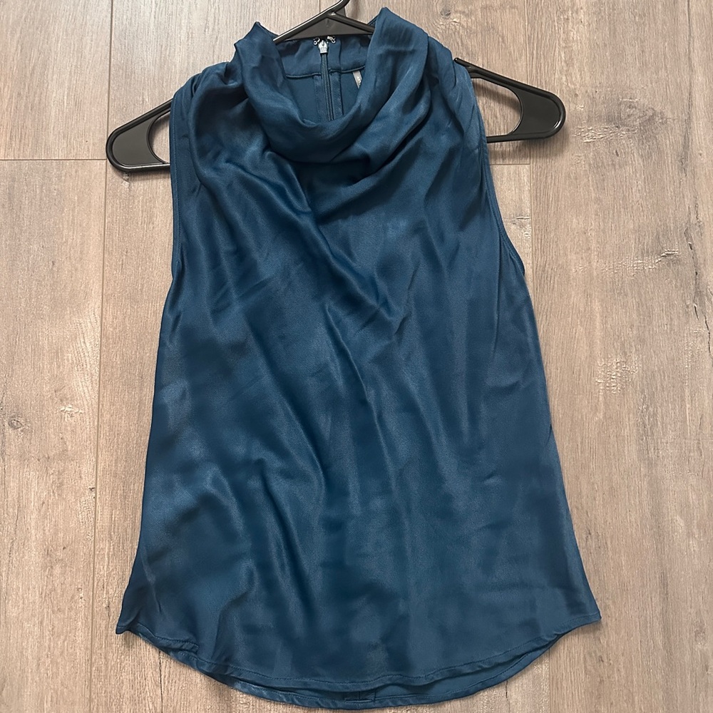 Sleeveless Cowl Neck Satin Top - Teal
